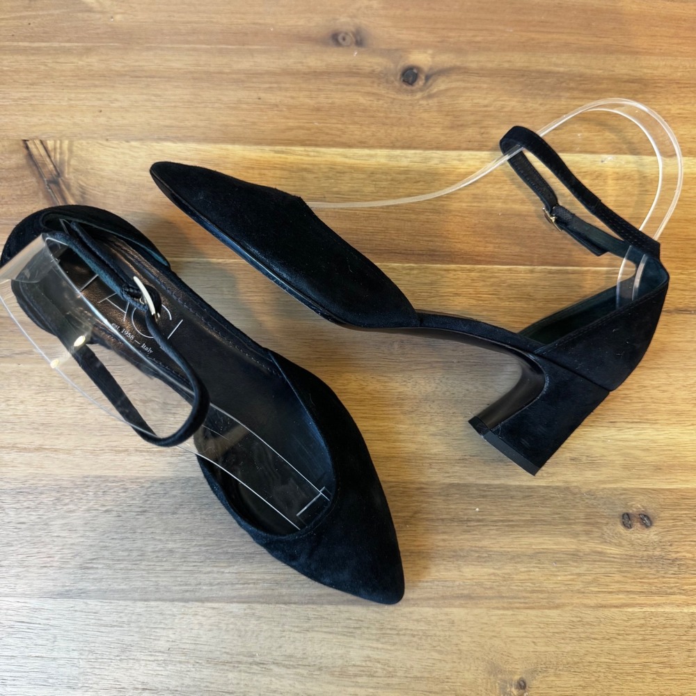 AGL Attilio Giusti Leombruni Wom 6 EU 36 Black Suede Ankle Strap Block Heel Pump